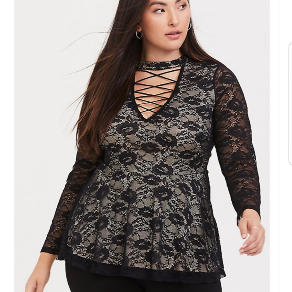 Sexy Long Sleeved Lace Shirt From Torrid in 2x